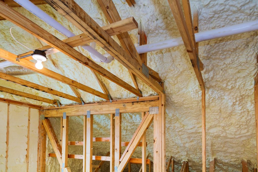 roof and walls covered with foam insulation