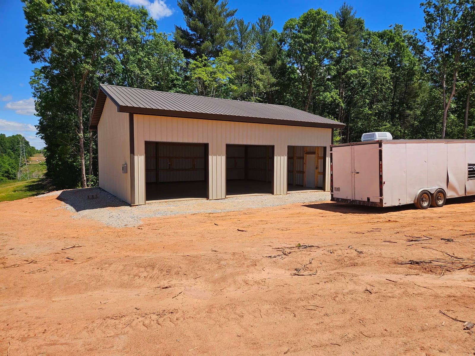 Three-bay garage on a spray foam insulation job